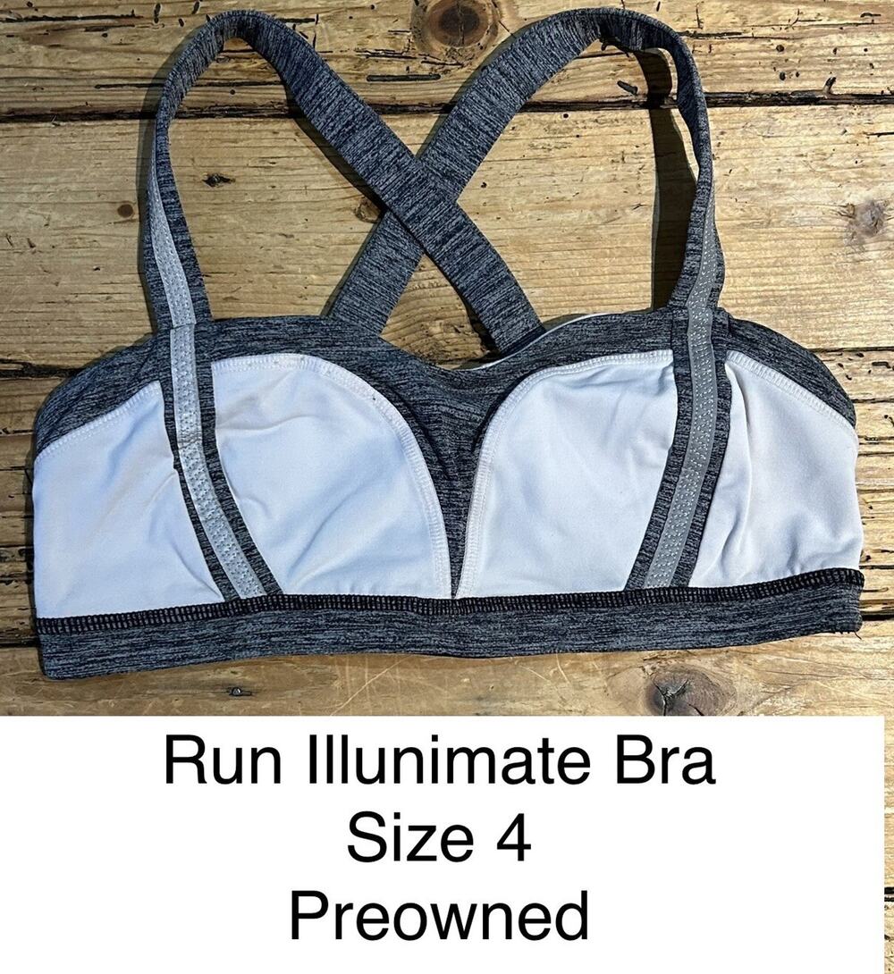 Lululemon Womens Size 4 White/Grey Run Illuminate Bra